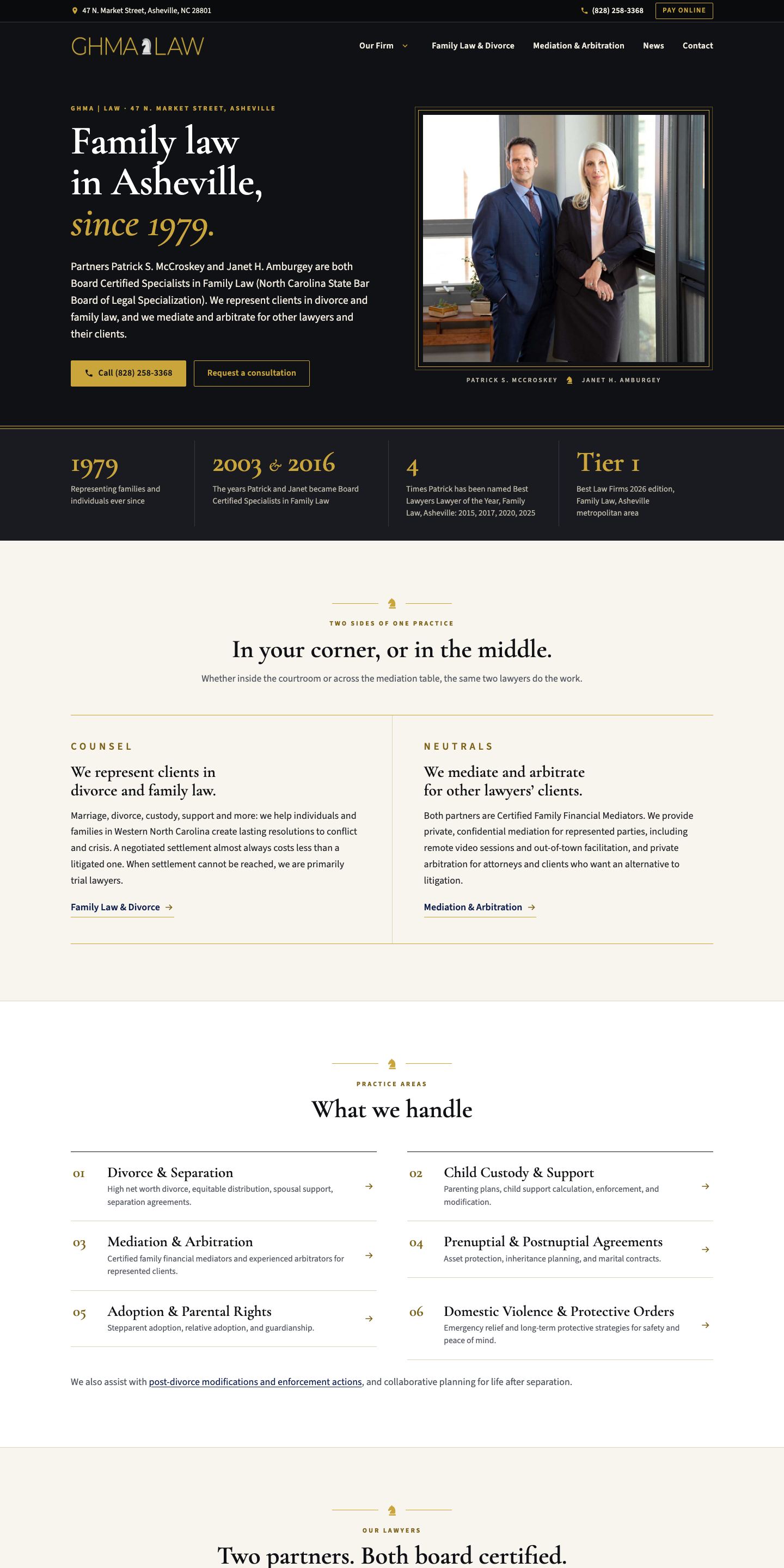 GHMA | LAW — "Market Street" direction: home page, top 2880px of the full desktop page