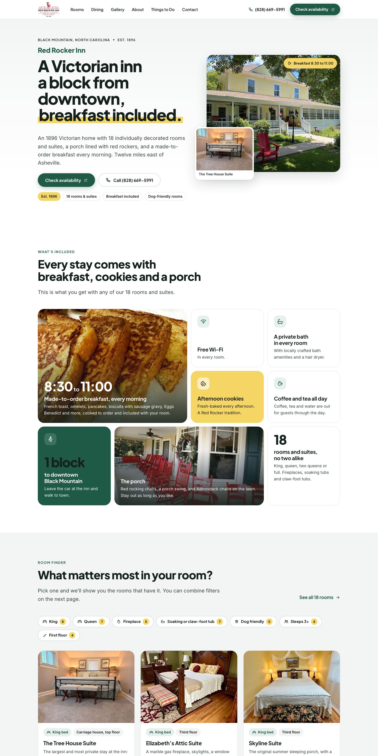 Red Rocker Inn — "Book Direct" direction: home page, top 2880px of the full desktop page